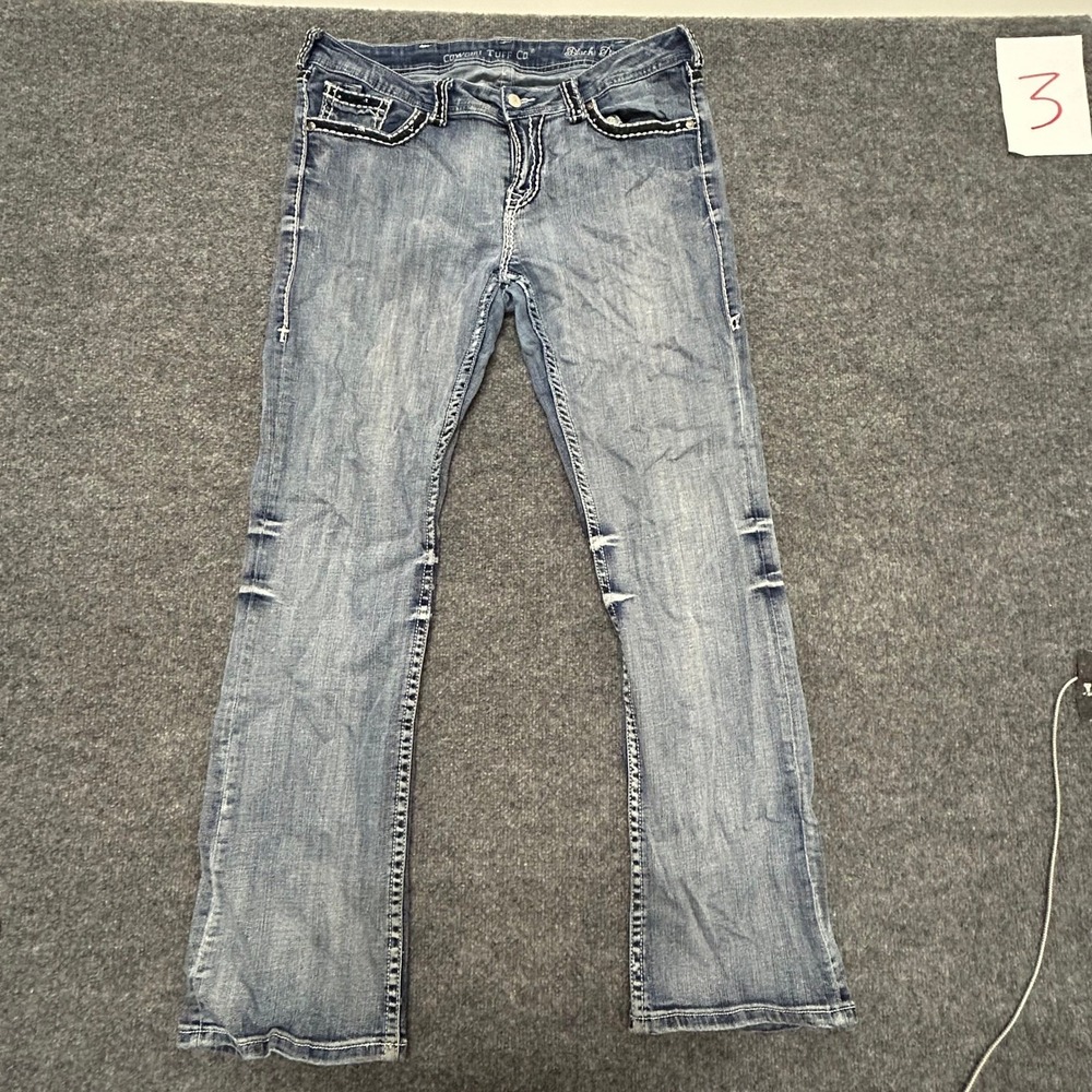 Cowgirl Tuff Co Jeans Womens Size 34 Blue Black Diamond Bootcut Western Stretch